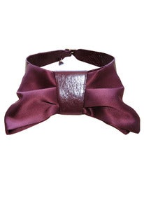 Image of Wine leather and silk bow collar + colors