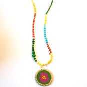 Image of Flower X-Stitch Pendant Long Necklace