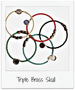 Image of Triple Brass Skull Bracelet