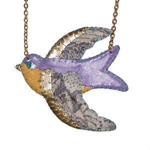 Image of Lemon and Lilac Swallow Necklace