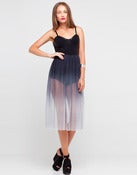 Image of Gladdy Dress in black ombre mesh with attached shorts by Motel