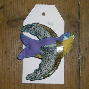 Image of Lemon and Lilac Swallow Brooch