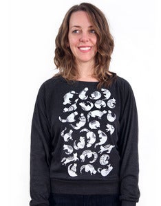 Image of Cat Lover Triblend Pullover - (Heather Black)