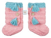 Image of Crochet Pink Booties 6-12 months 