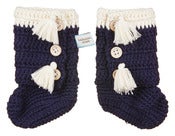 Image of Crochet Navy bootie 6-12 months 