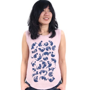 Image of Cat Lover Ballerina Capsleeve Tee (Dusty Rose)