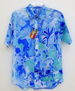 Image of Blue Marbleized Button-Down