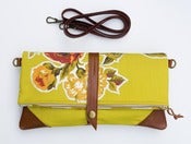 Image of chartreuse foldover with vintage floral appliques (a)