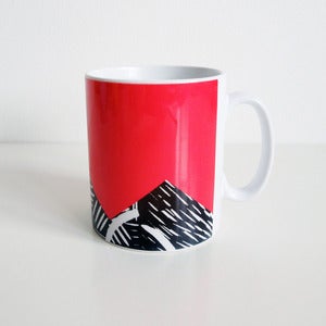 Image of Red lino print design mug
