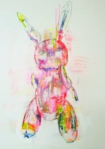 Image of "Jeff's Pet" mixed medias on canvas By Milo  