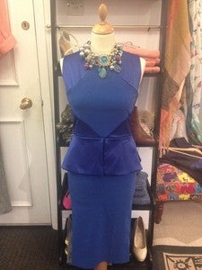 Image of Tempest Kate Cobalt Blue Peplum Waist Cut-out Back Dress