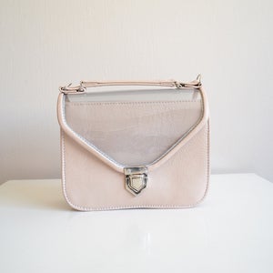 Image of Mady duo leather and clear plastic top crossbody strap bag