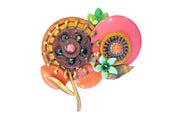 Image of Pink Bakelite Floral Brooch by Joli Jewelry