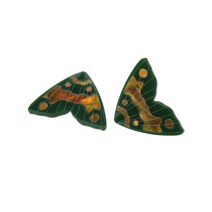 Image of Monarch Inlay Studs / Forest green with gold inlay