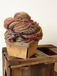 Image of muted rainbow. handspun yarn. 
