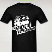 Image of Shirt 4 - Sarcastic Voyage logo - B&W - with hosts