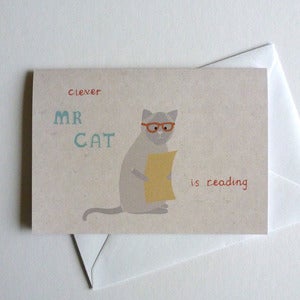 Image of Cat Reading Greeting Card