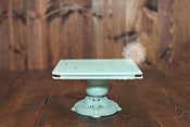 Image of Robin's Egg Blue Cake Stand - Square - Aqua Light Blue - Cake Smash