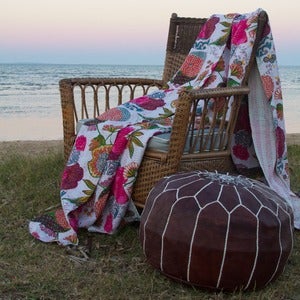Image of Kantha Tropicana White Quilt