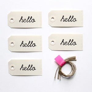 Image of 5 Étiquettes tamponnées M E R C I/ with love / happy birthday / hello / Only FOR YOU /