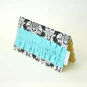 Image of checkbook cover - chocolate brown damask 