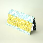 Image of checkbook cover - turquoise damask 