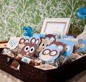 Image of printable Owl Favor Toppers- Baby Blue Baby Shower Collection