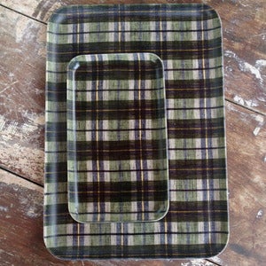 Image of Linen Tray: Green Plaid