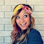 Image of the cotton turband- mustard polka dot & floral