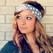 Image of the cotton turband- gray polka dot & floral