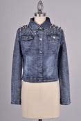 Image of Spiked Acid Wash Jean Jacket 