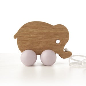 Image of Baby elephant pull along toy - duck egg blue