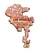 Image of Wooden Map of Los Angeles ~ Brooch or Keychain 