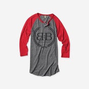 Image of Royal Crest 3/4 Sleeve Henley (Grey/Red)
