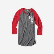 Image of Varsity 3/4 Sleeve Henley (Grey/Red)