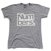 Image of Numbers. Grey Tee w/ white logo £19.99 + P&P.