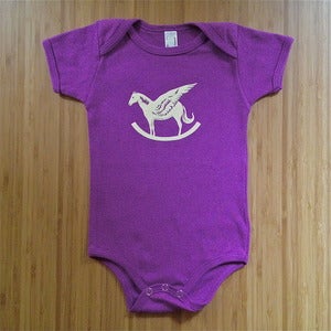 Image of BABY ULTRAVIOLET ROCKING HORSE ONESIE 
