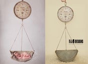 Image of Hanging Scale Clock - Distressed Metal - Vintage Style - NEW