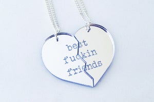 Image of BFF [Best Fuckin Friends] Necklace Set - Silver