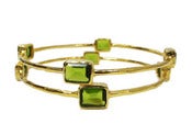 Image of Kara Ackerman <i> Judie <i/> Emerald Cut Faceted Bangles in Peridot
