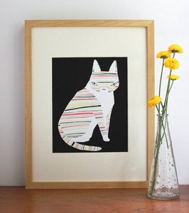 Image of Neon Striped Cat Illustration by Gingiber
