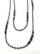 Image of Long Black Jeweled Double Back Necklace by Hotcakes Design