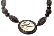 Image of Swallow Carved Resin Necklace by Hotcakes Designs