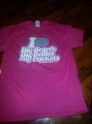 Image of PINK "I LOVE BIG BEARDS BIG BELLIES BIG POCKETS" T SHIRT WHITE PRINT GREY HEART 