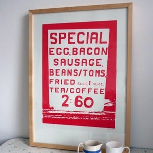 Image of Big Breakfast screenprint on paper - Red