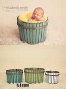 Image of Painted Picket Fence Bucket - Aqua Teal, Sage Green & Whitewash - THREE Sizes