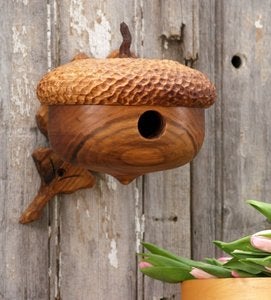 Image of Wood Acorn Birdhouse - Mother's Day Gift - Natural Birdhouse