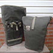 Image of Waxed Canvas Roll-Top Panniers, Olive