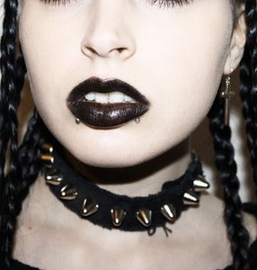 Image of SICK CHOKER - BLACK DENIM & SILVER STUDS