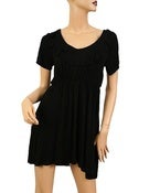 Image of Black Short Sleeve Dress with Ruffle